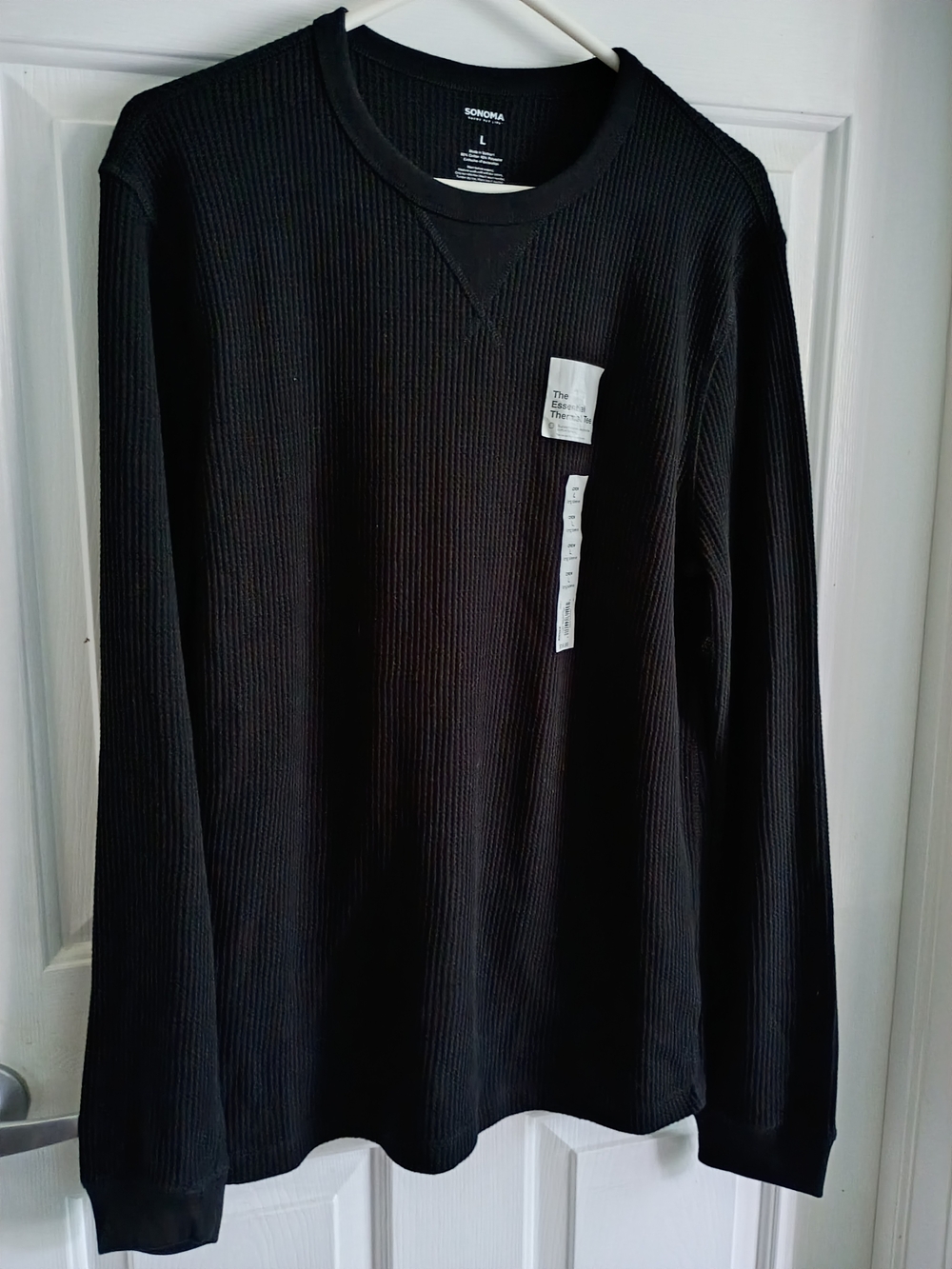 Sonoma Black Waffle-Knit Thermal Top